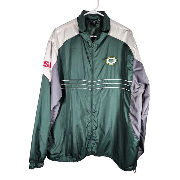 Green Bay Packers SI NFL Reebok Team Apparel Mens Green‎ XL Windbreaker Jacket - Picture 1 of 10